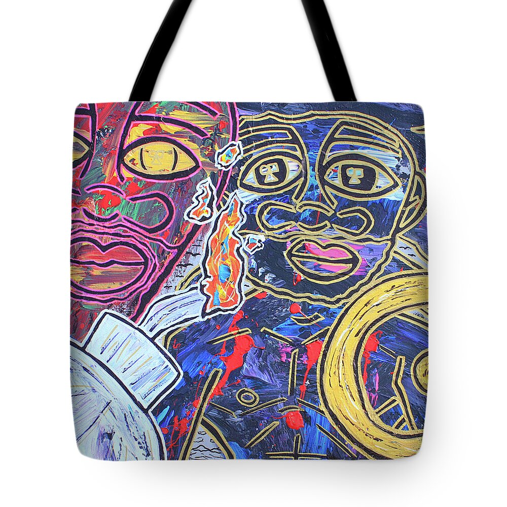Painting - Acrylic Tote Bag featuring the painting Transgenerational Karma by Odalo Wasikhongo