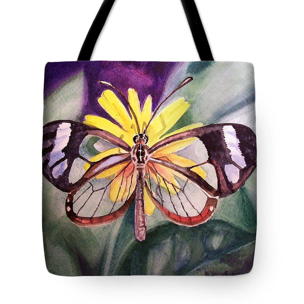Transparent Tote Bag featuring the painting Transparent Butterfly by Irina Sztukowski