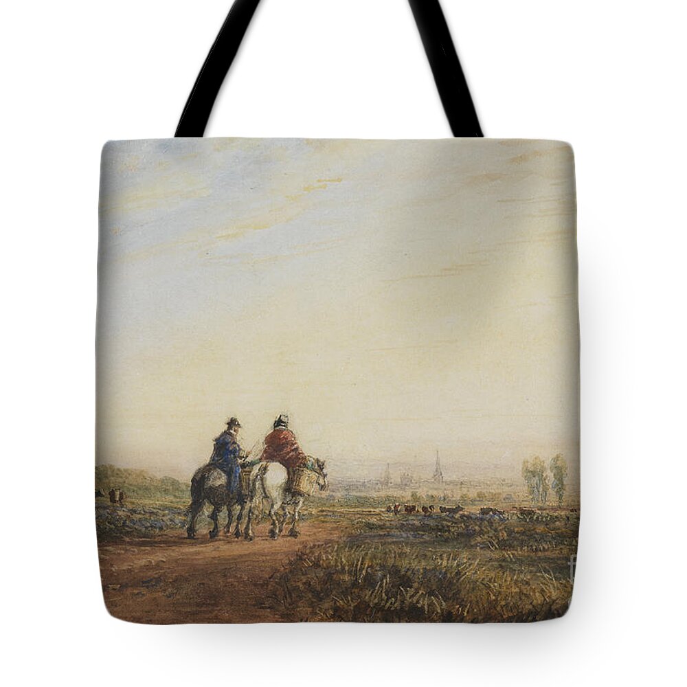 David Cox Snr (17831859) Travelers On The Road To Lancaster C 1832 Tote Bag featuring the painting Travelers On The Road To Lancaster by Celestial Images