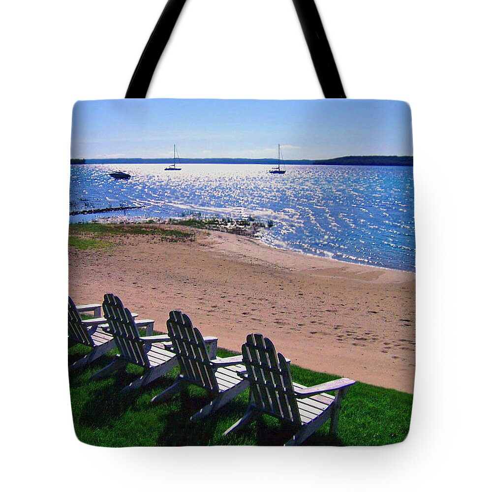 Traverse Bay Reverie Tote Bag featuring the photograph Traverse Bay Reverie by Kris Rasmusson