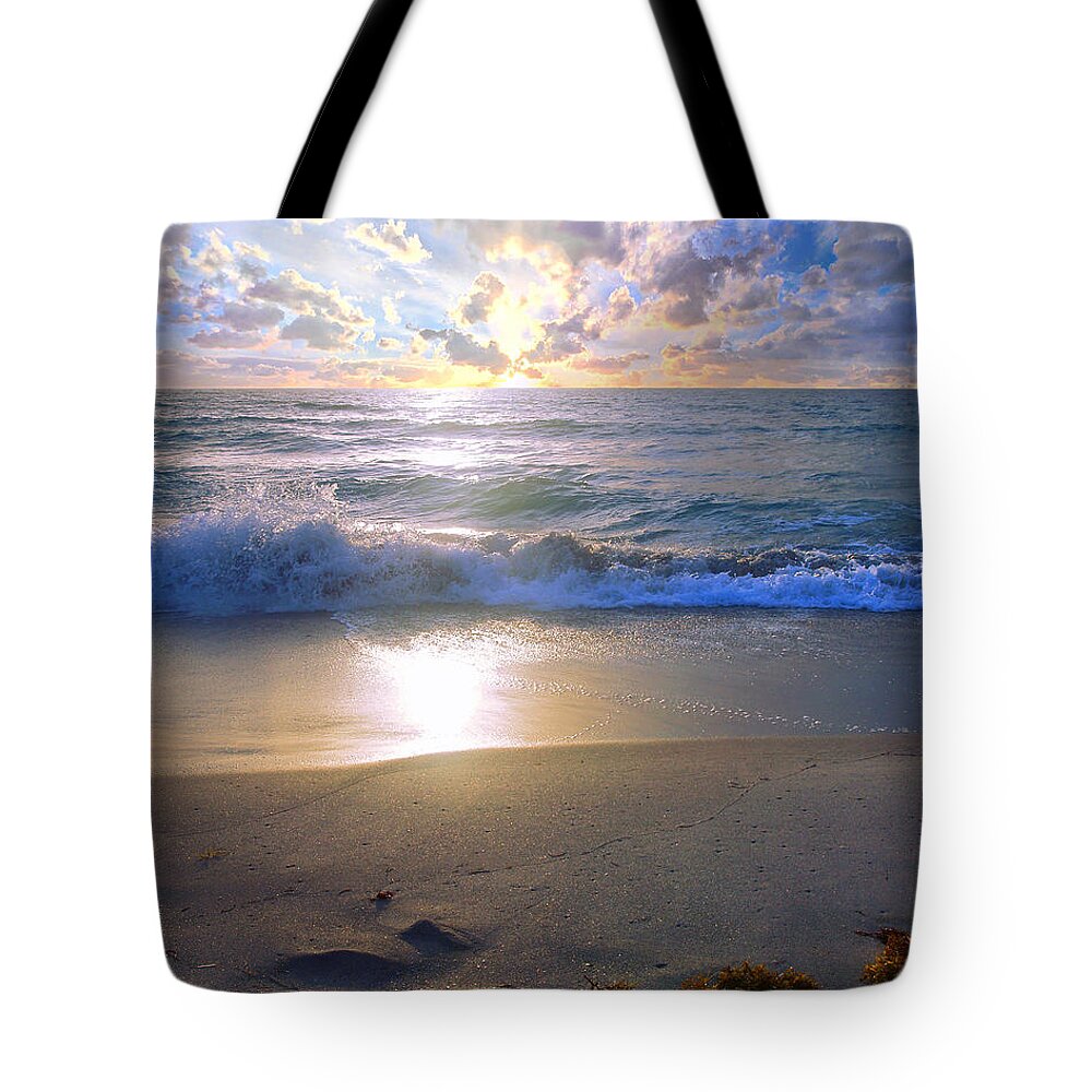 Beach Tote Bag featuring the photograph Treasure Coast Florida Sunrise Seascape B7 by Ricardos Creations