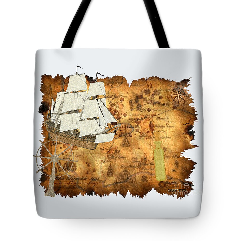 Treasure Map Tote Bag featuring the painting Treasure Map by Corey Ford