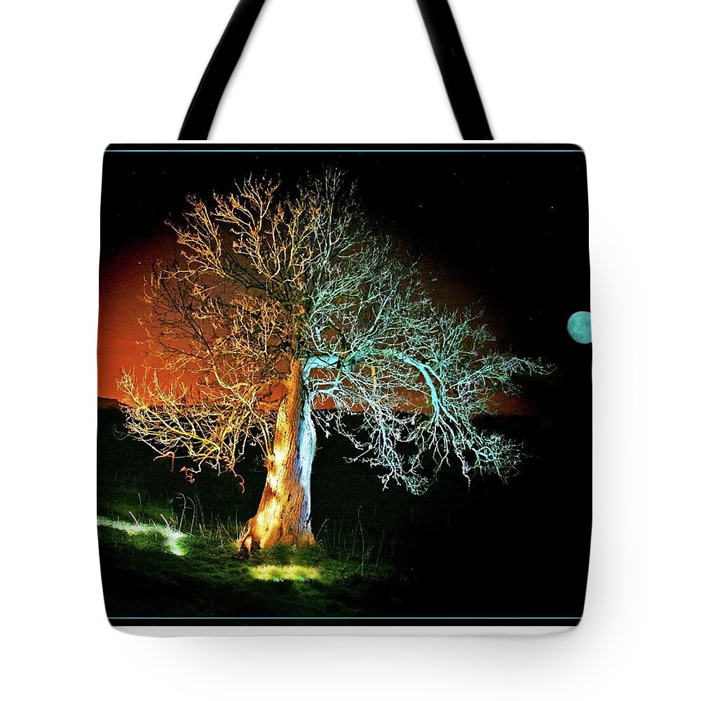 Tree Tote Bag featuring the photograph Tree and Moon by Mal Bray