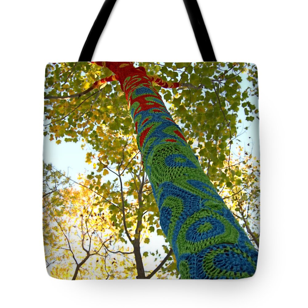 Fall Tote Bag featuring the photograph Tree Crochet by Newwwman