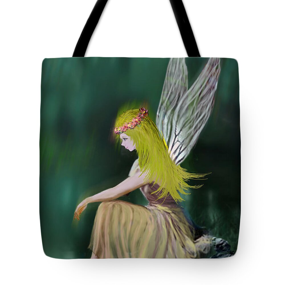Fairy Tote Bag featuring the digital art Tree Fairy by Yuichi Tanabe