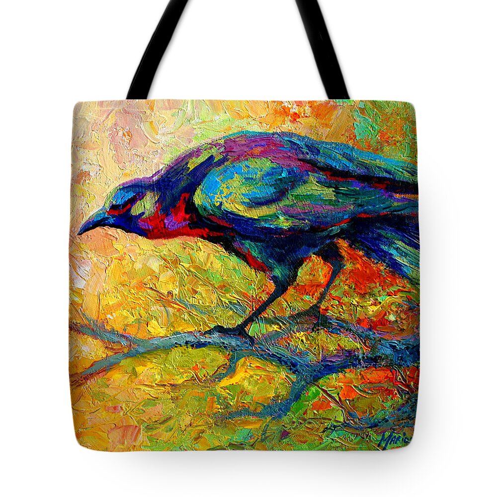 Crows Tote Bag featuring the painting Tree Talk - Crow by Marion Rose