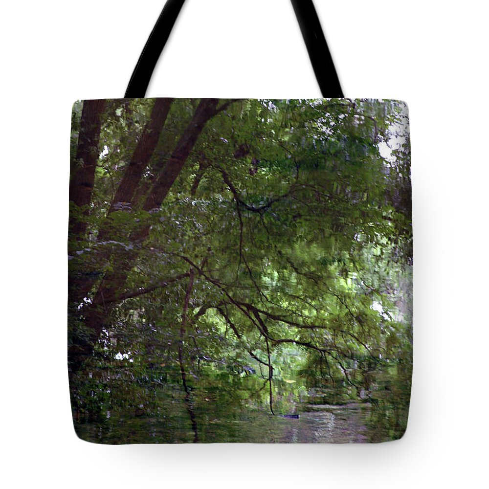 Trees Tote Bag featuring the photograph Trees Reflected in a Woodland Stream 2867 H_2 by Steven Ward