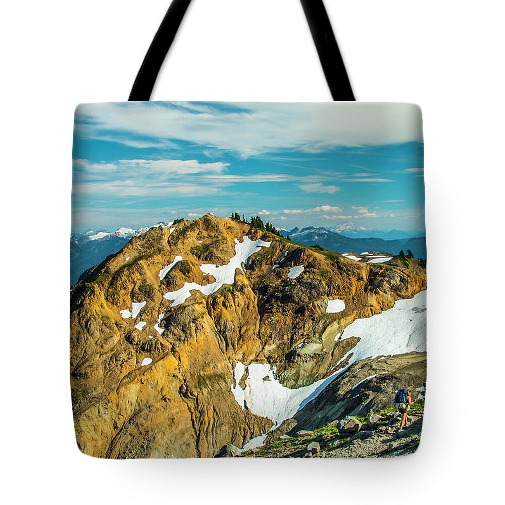 Mount Baker Tote Bag featuring the photograph Trekking Into Camp by Doug Scrima