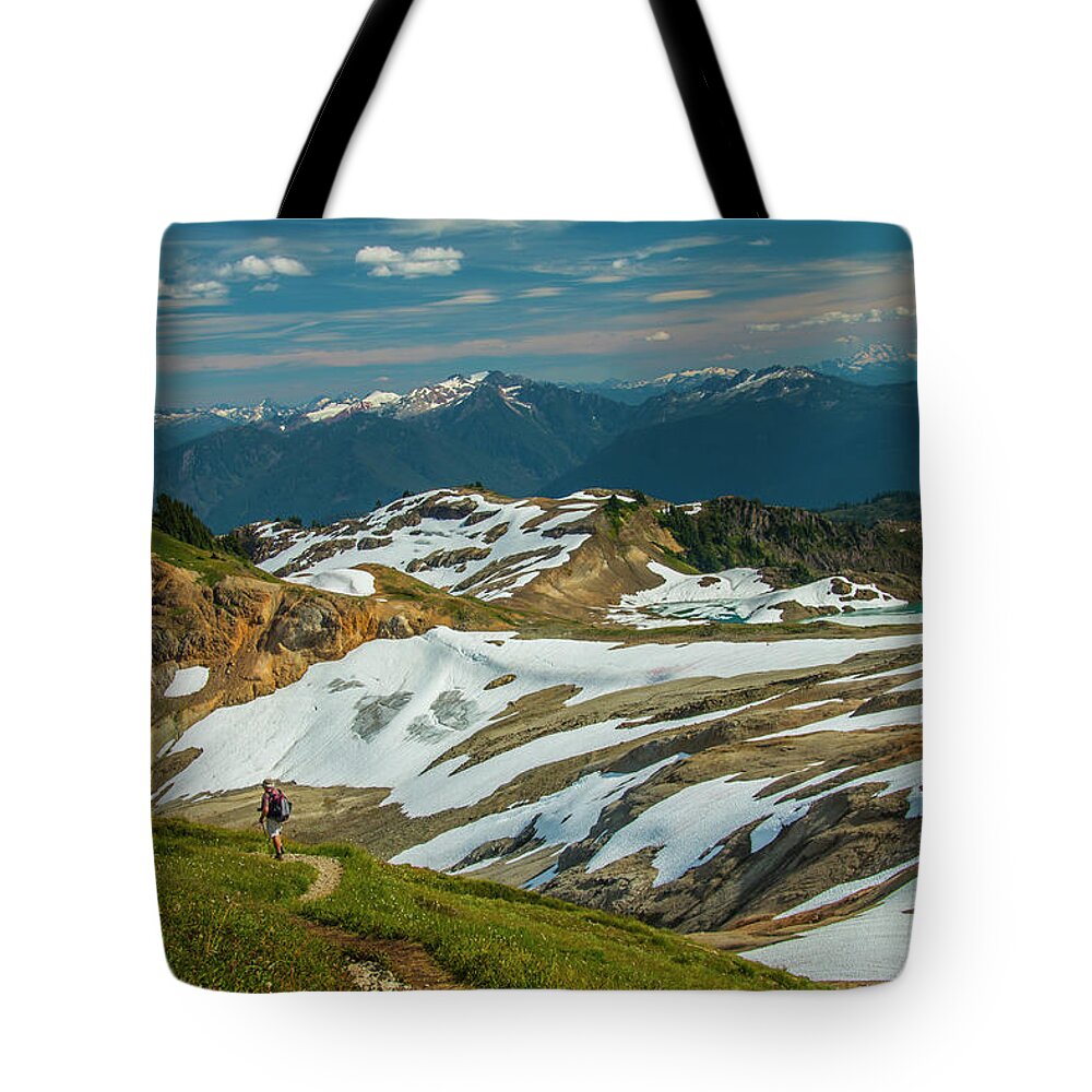 Washington Tote Bag featuring the photograph Trekking Ptarmigan Ridge by Doug Scrima