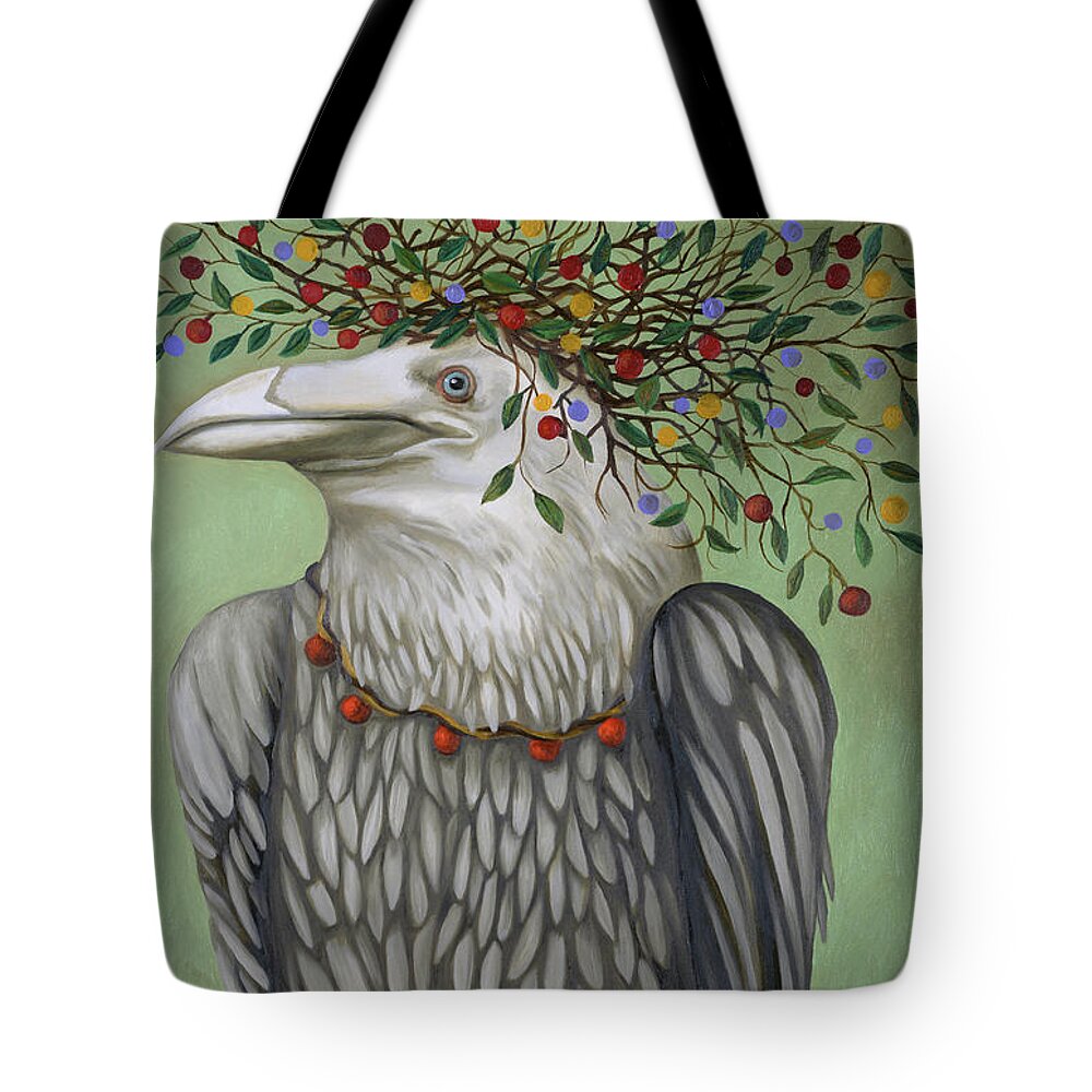 Raven Tote Bag featuring the painting Tribal Nature by Leah Saulnier The Painting Maniac