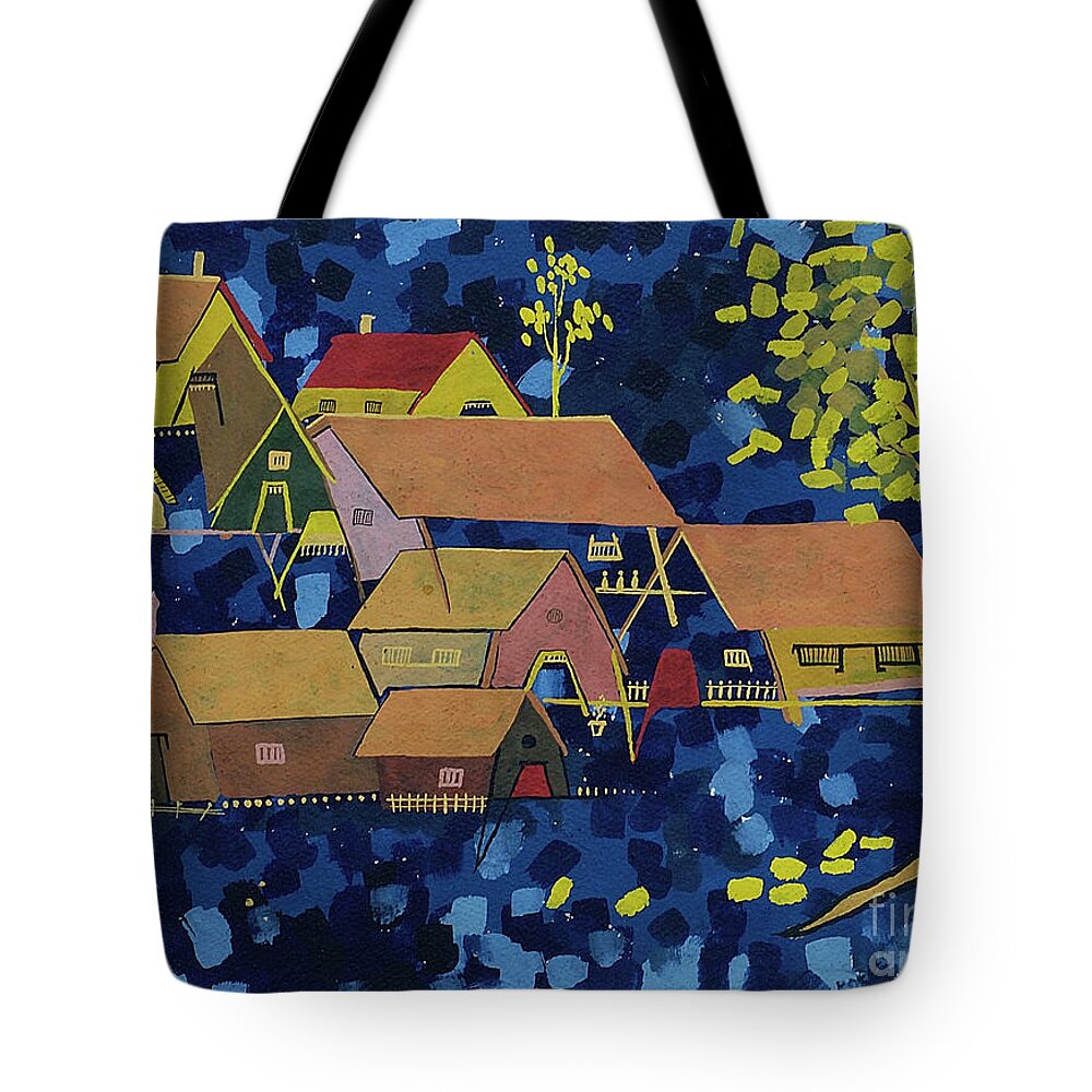 Village Tote Bag featuring the painting Tribal Village by Vilas Malankar