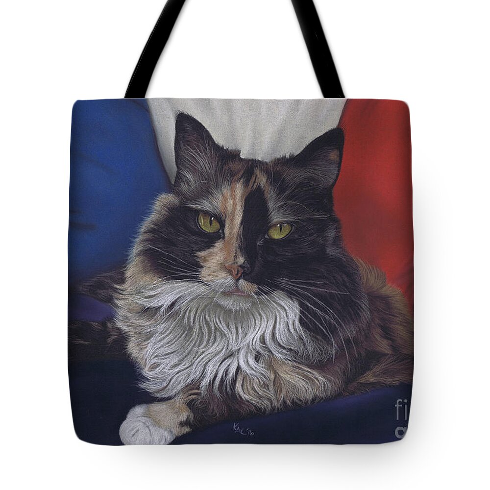 Cat Tote Bag featuring the pastel Tricolore by Karie-ann Cooper