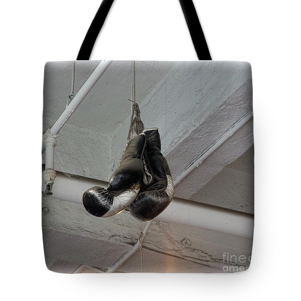 Nyc Tote Bag featuring the photograph Trinity Boxing Gloves High Up NY by Chuck Kuhn