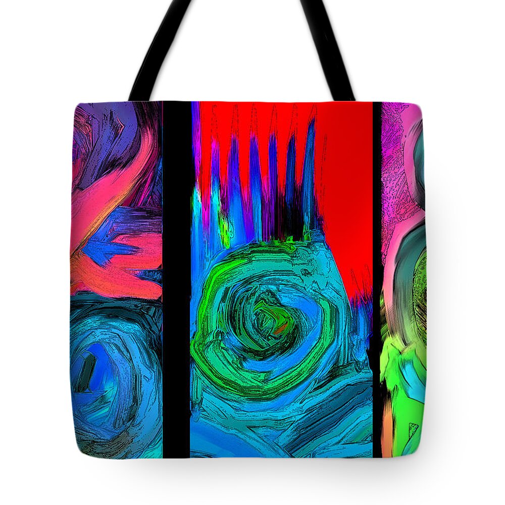 Original Modern Art Abstract Contemporary Vivid Colors Tote Bag featuring the digital art Triple by Phillip Mossbarger