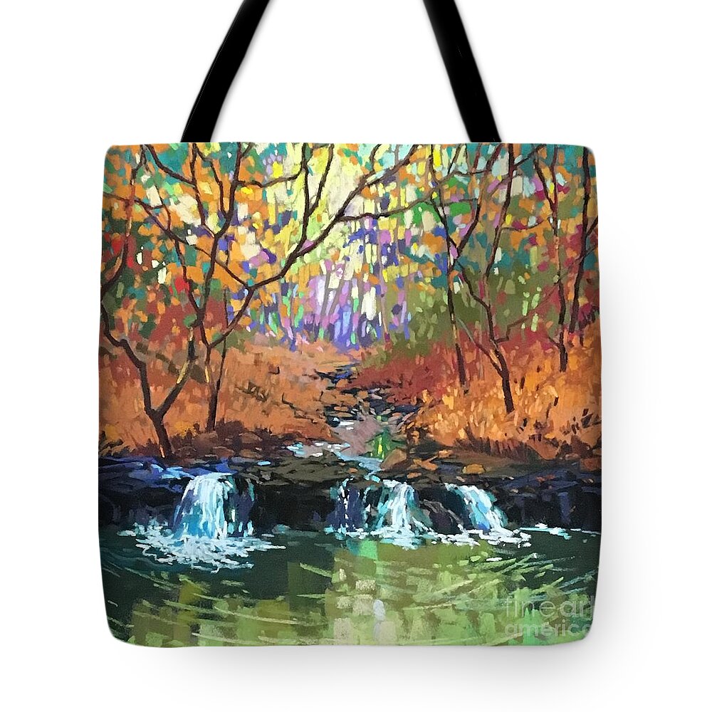 Pastel Landscape Tote Bag featuring the painting Triple Rhythm by Celine K Yong