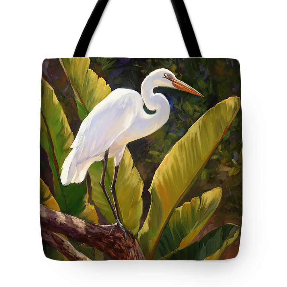 Heron Tote Bag featuring the painting Tropical Heron by Laurie Snow Hein