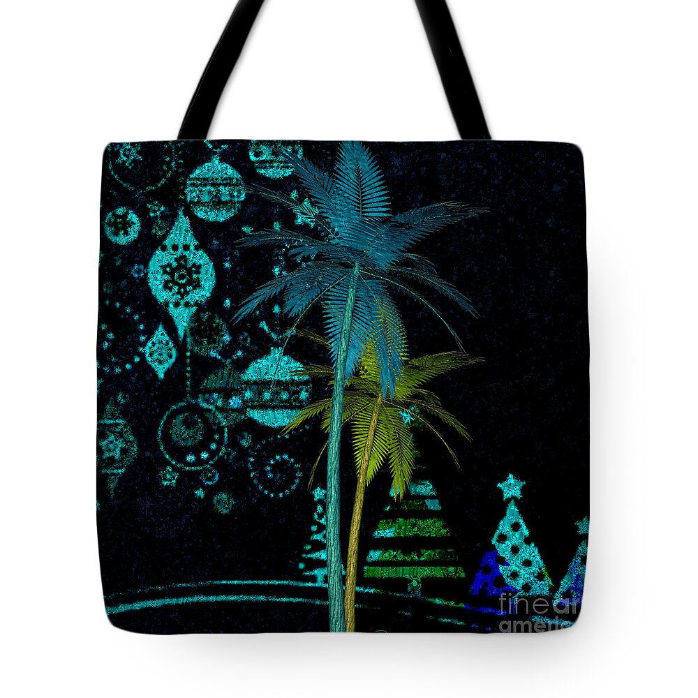 Artwork Tote Bag featuring the digital art Tropical Holiday Blue by Megan Dirsa-DuBois