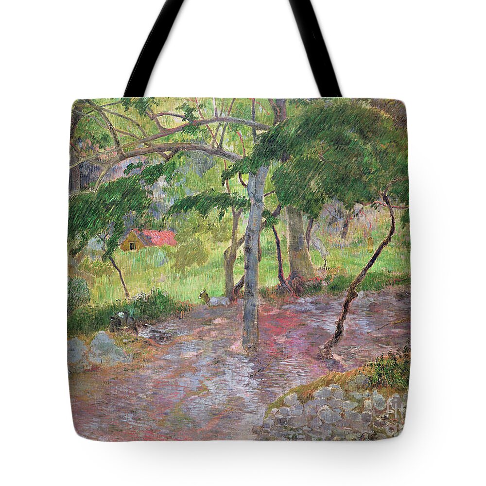 Paul Tote Bag featuring the painting Tropical Landscape, Martinique, 1887 by Paul Gauguin by Paul Gauguin