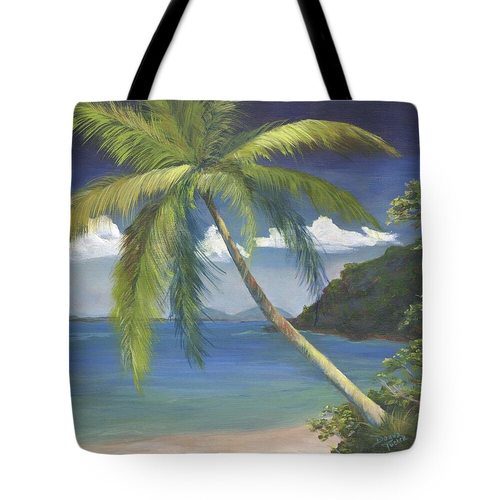Beach Tote Bag featuring the painting Tropical Palm by Donna Tucker