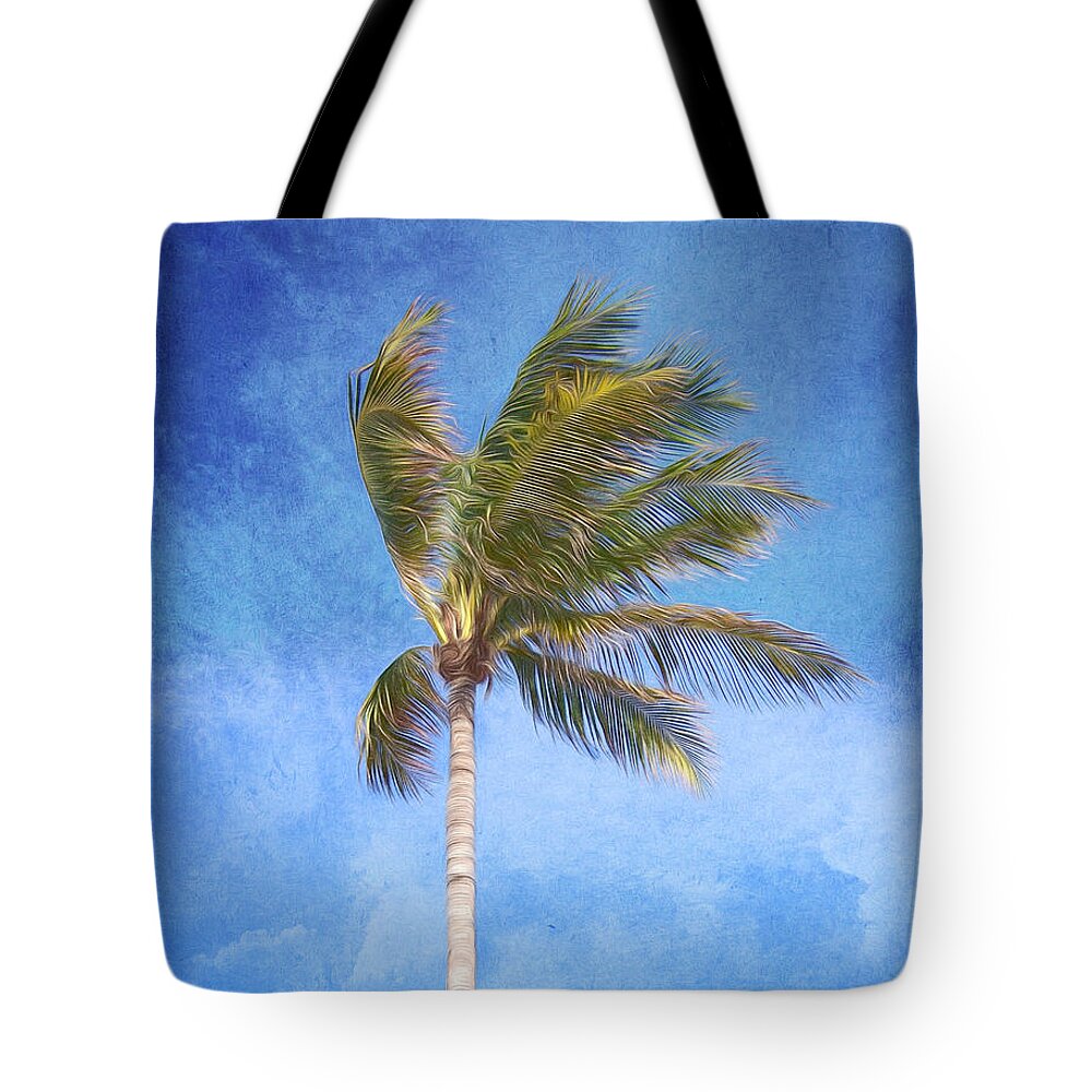 Palm Tree Tote Bag featuring the digital art Tropical Palm Tree by Phil Perkins