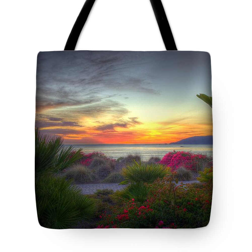 Hdr Process Tote Bag featuring the photograph Tropical Paradise Sunset by Mathias 