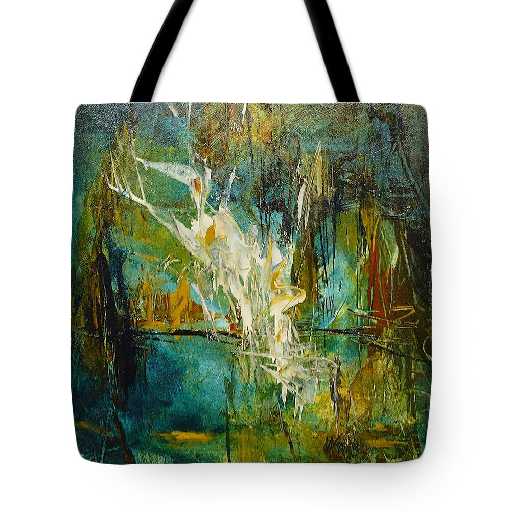 Contemporary Tote Bag featuring the painting Tropical Rhythms by Mary Sullivan