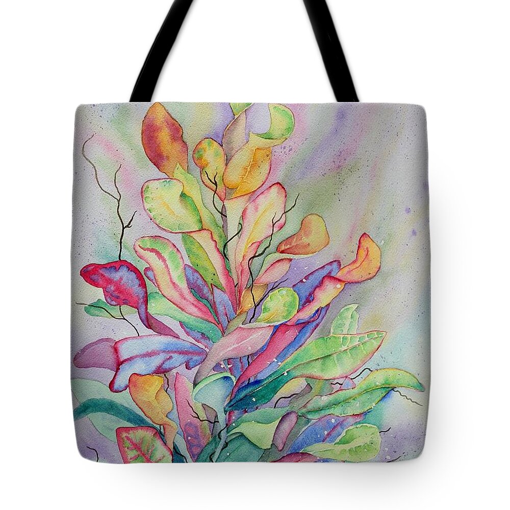 Croton Tote Bag featuring the painting Tropical Vortex by Kelly Miyuki Kimura