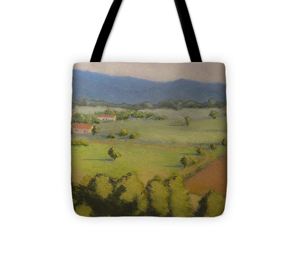 Truchas Valley Tote Bag featuring the pastel Truchas Valley by Constance Gehring