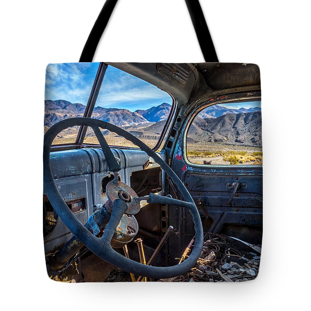 Antique Truck Tote Bag featuring the photograph Truck Desert View by Peter Tellone