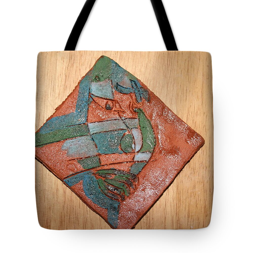 Jesus Tote Bag featuring the ceramic art True Shepherd - tile by Gloria Ssali