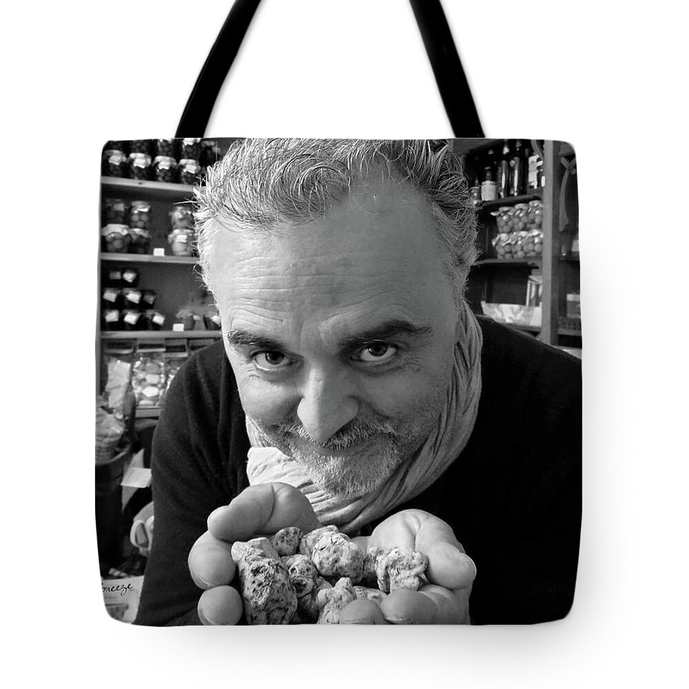 Truffle Tote Bag featuring the photograph Truffle Man of Torre Bormida by Jennie Breeze
