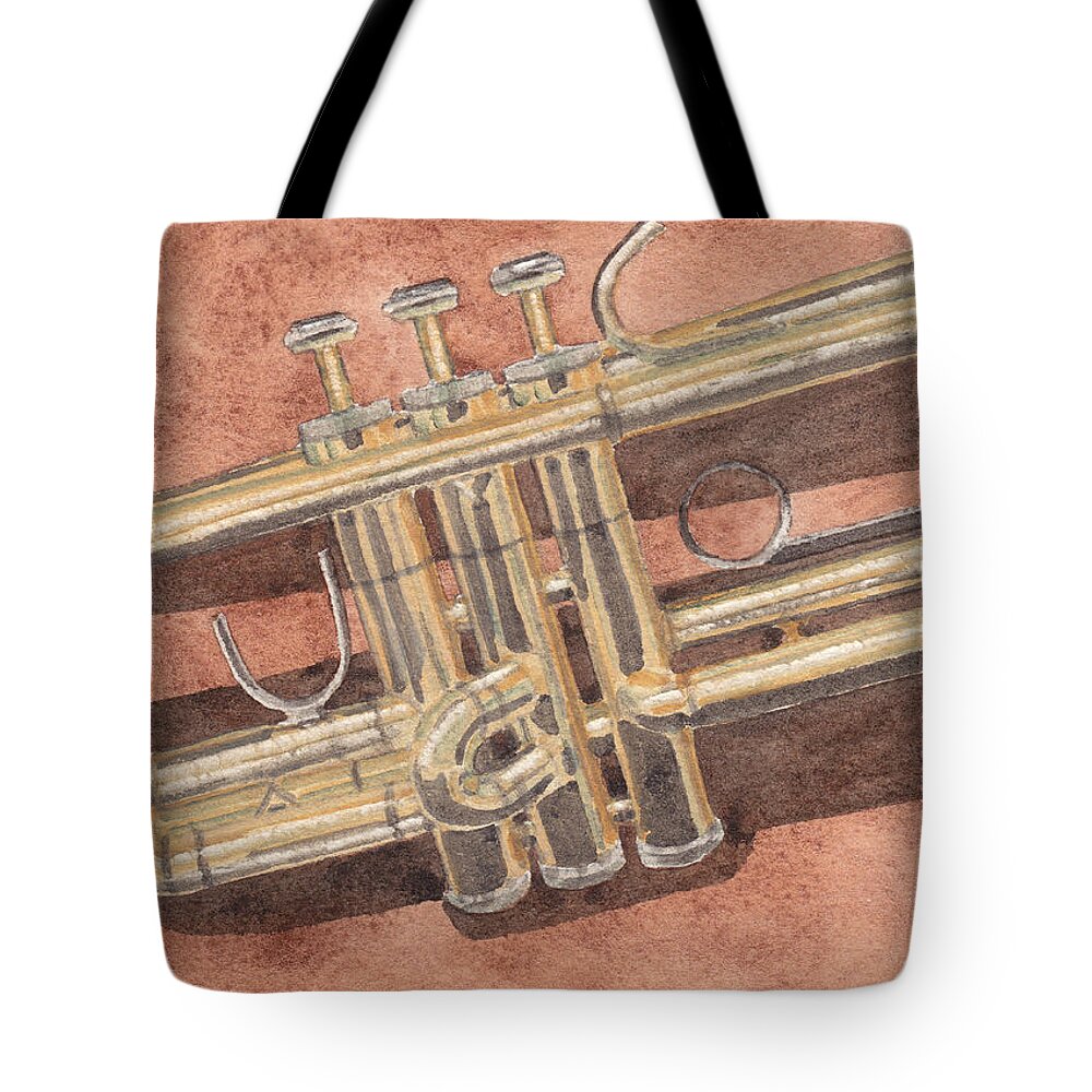 Trumpet Tote Bag featuring the painting Trumpet by Ken Powers