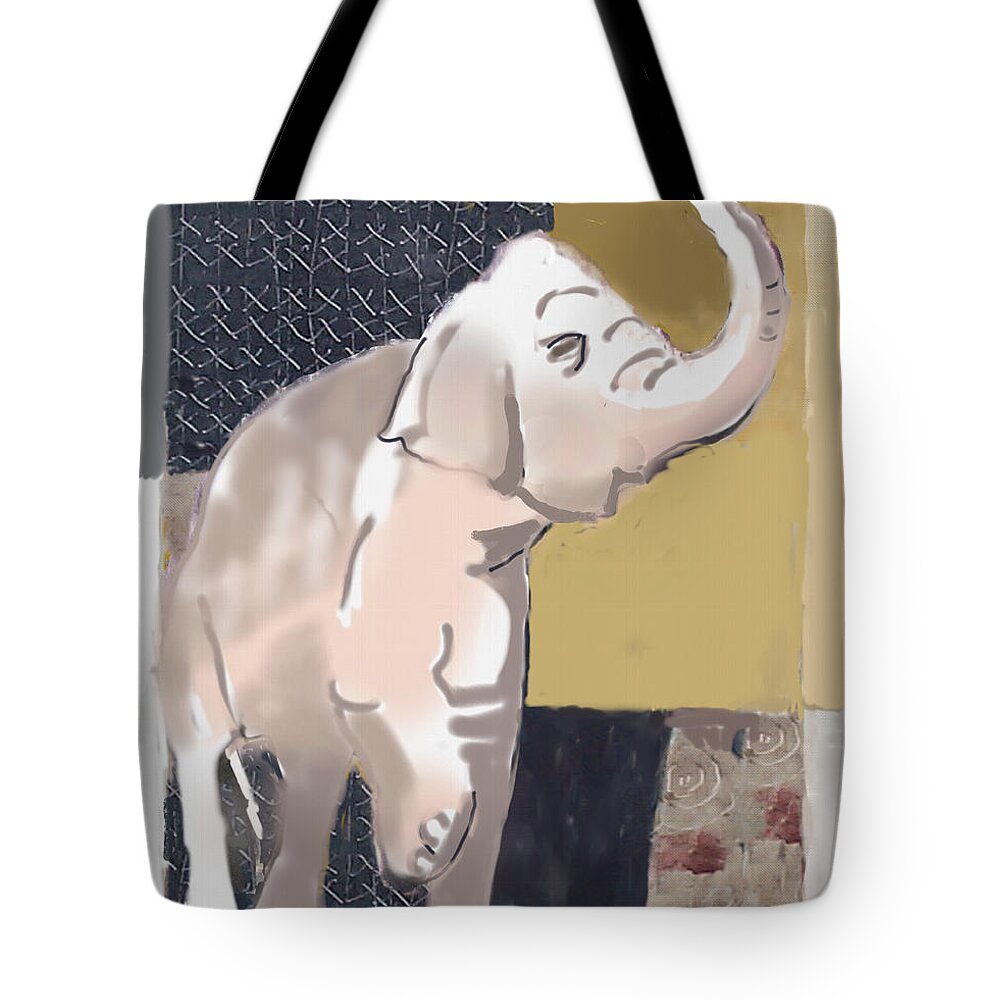 Elephant Tote Bag featuring the painting Trumpet by Thomas Tribby