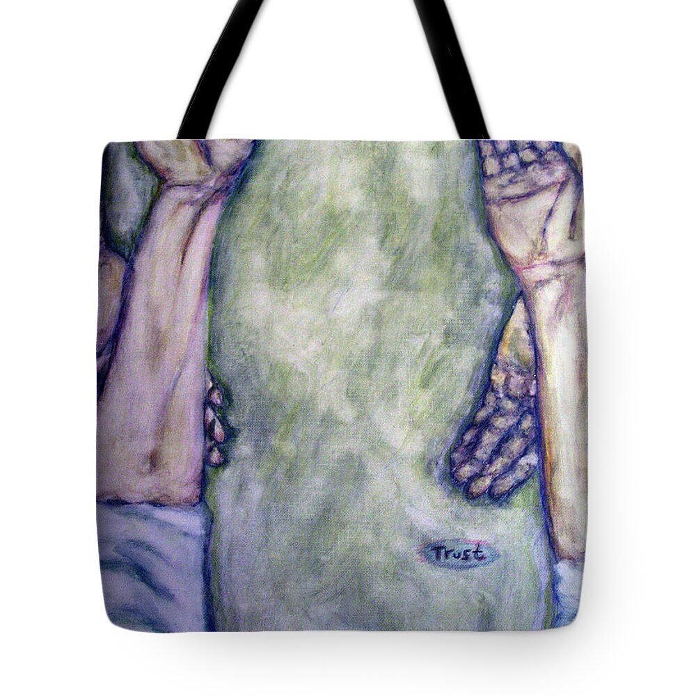 Evocative Expressionism Tote Bag featuring the painting Trust by Stephen Mead