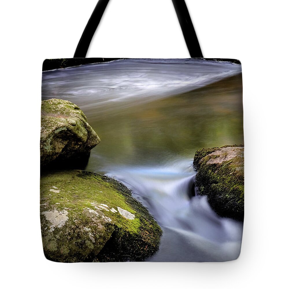 Gulf Road Waterfalls. Chesterfield New Hampshire Tote Bag featuring the photograph Tucker Falls Rocks by Tom Singleton