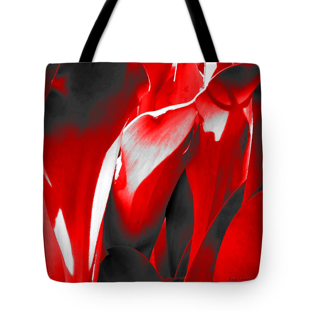 Tulip Kisses Tote Bag featuring the mixed media Tulip Kisses Abstract 2 by Kume Bryant