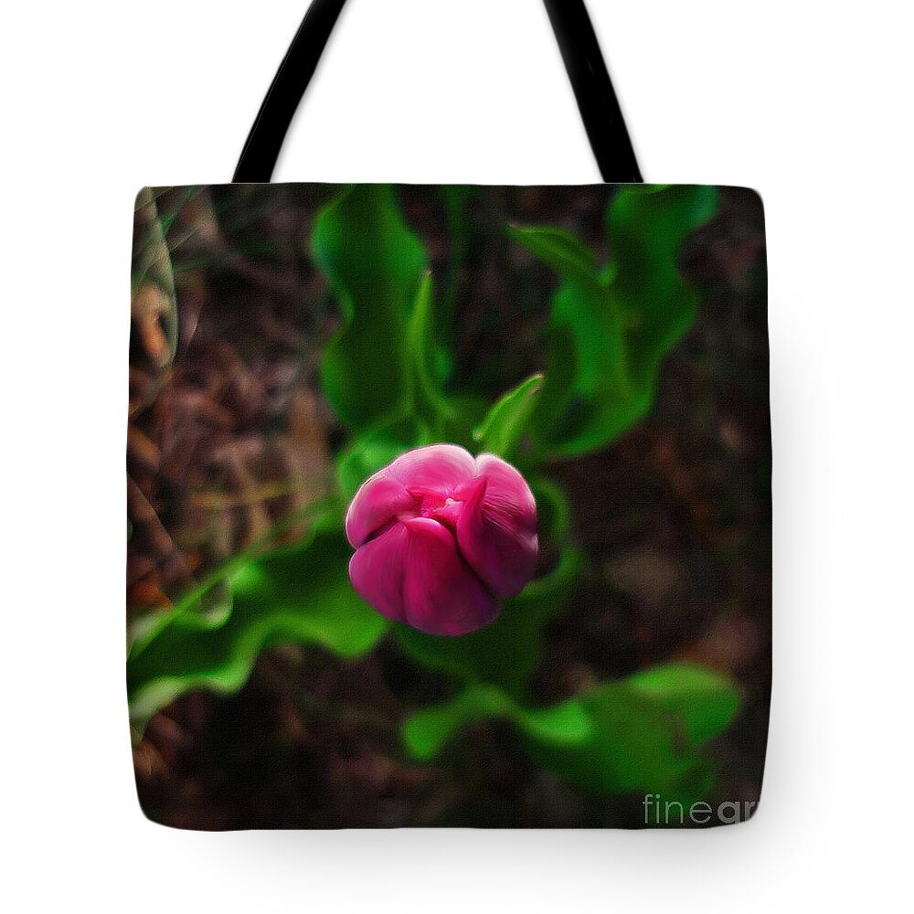 Tulip Tote Bag featuring the photograph Tulip Rising by Jeff Breiman