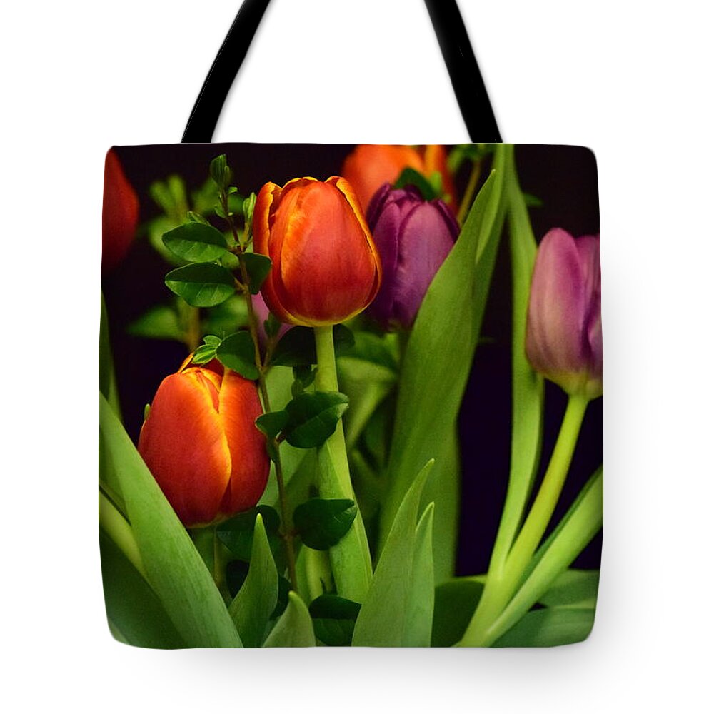 Tulips Tote Bag featuring the photograph Tulips by Bonnie Bruno