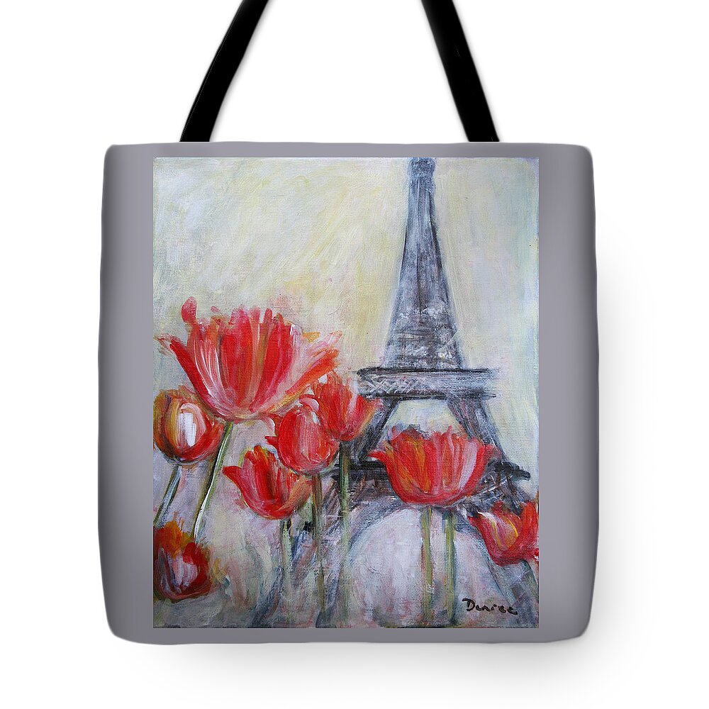 Tulips Tote Bag featuring the painting Tulips in Paris by Denice Palanuk Wilson