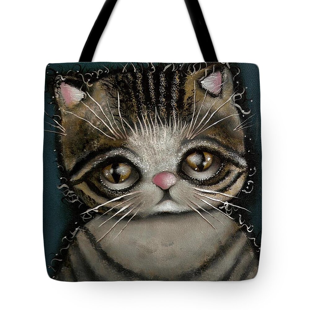 Kittie Cat Tote Bag featuring the painting Tully by Abril Andrade
