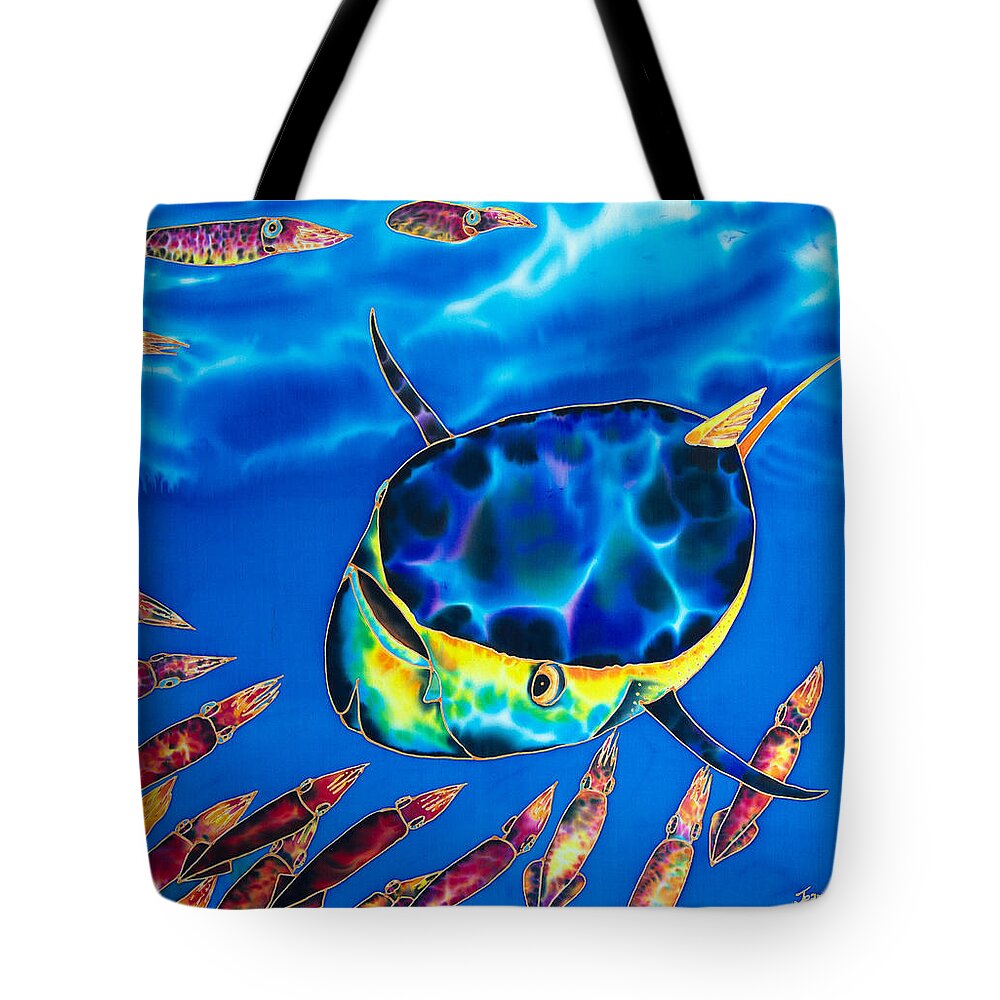 Squid Tote Bag featuring the painting Tuna and Squid by Daniel Jean-Baptiste