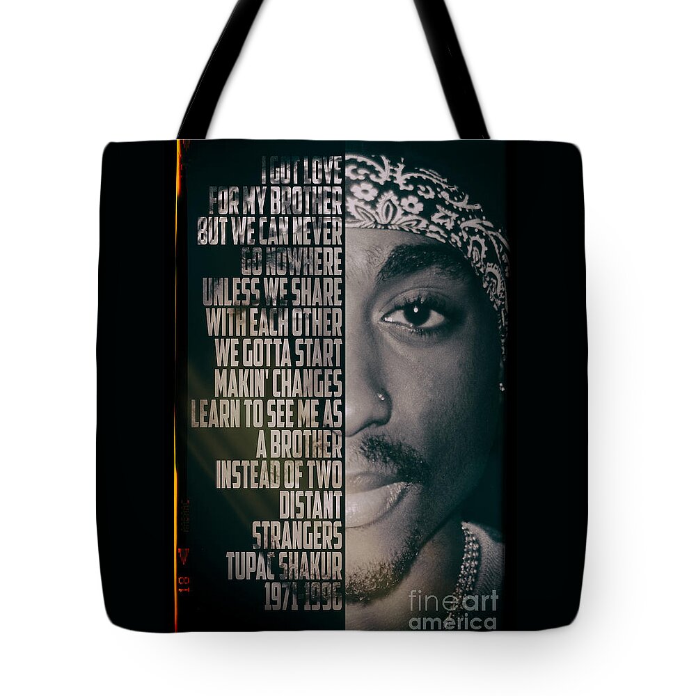 Pop Tote Bag featuring the photograph Tupac Shakur by Jonas Luis