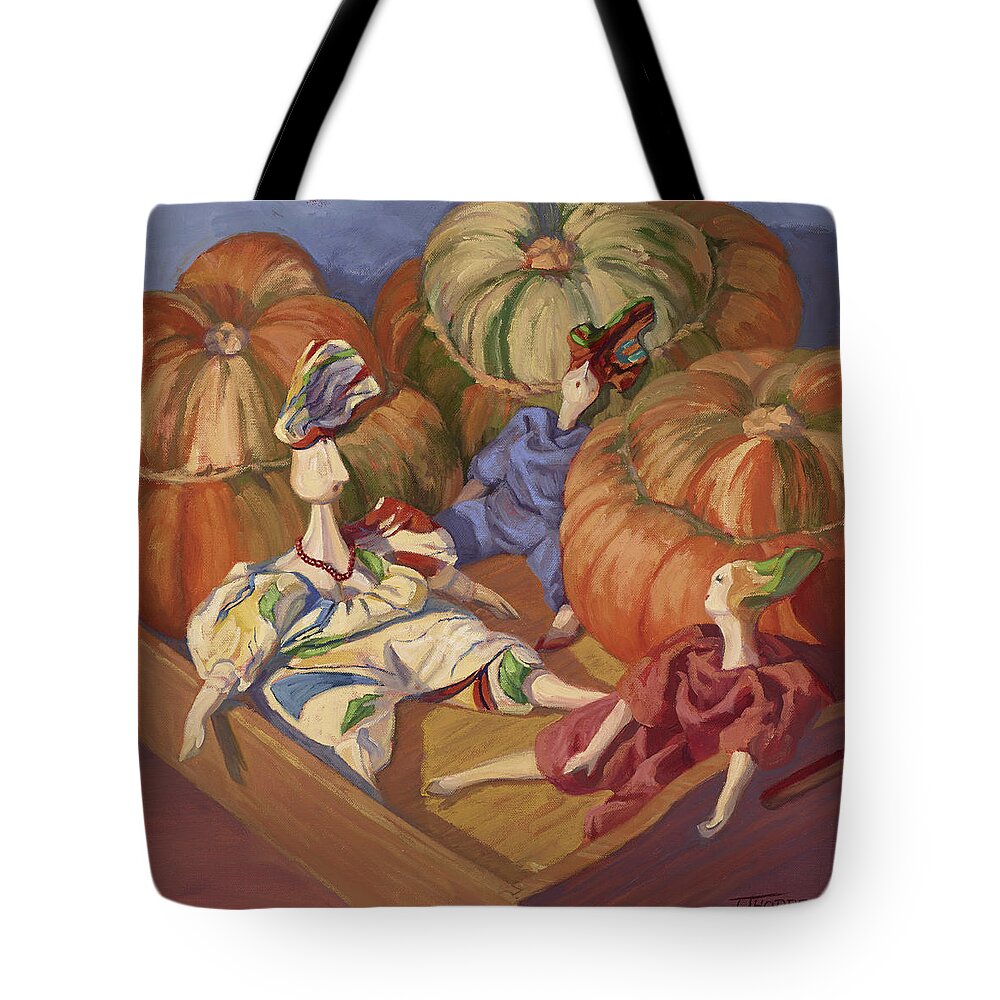 Gourds Tote Bag featuring the painting Turban Talk by Jane Thorpe
