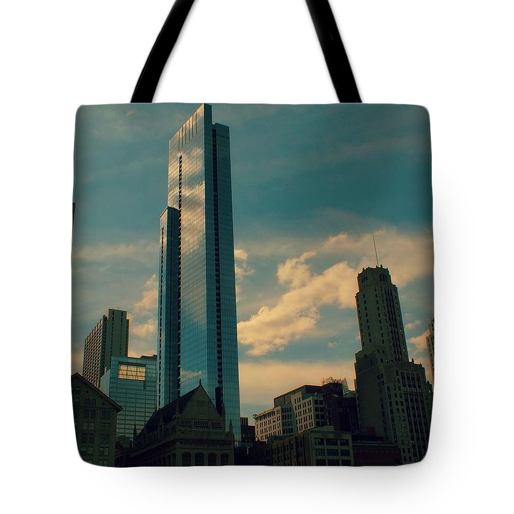 Skyscraper Tote Bag featuring the digital art Turquoise Legacy by Tg Devore