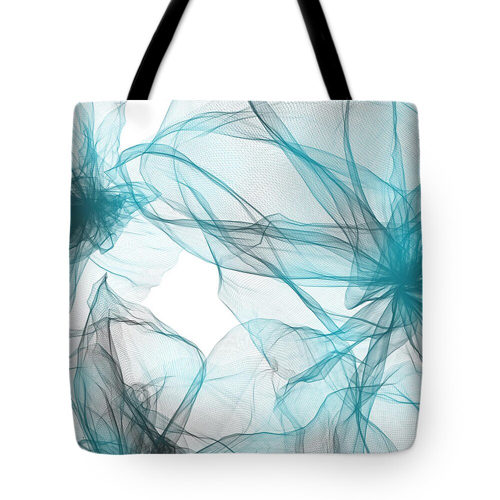 Blue Tote Bag featuring the painting Turquoise Spring Flowers by Lourry Legarde