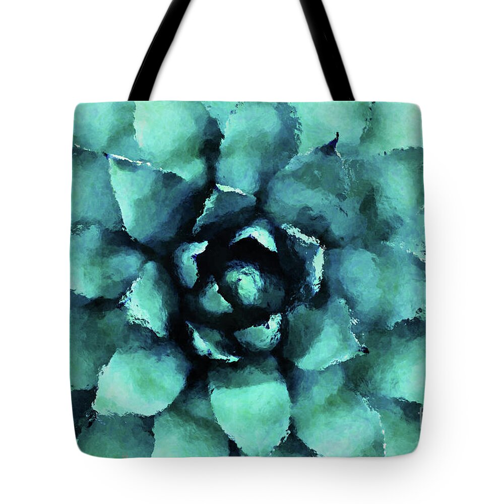 Succulent Tote Bag featuring the digital art Turquoise Succulent Plant by Phil Perkins