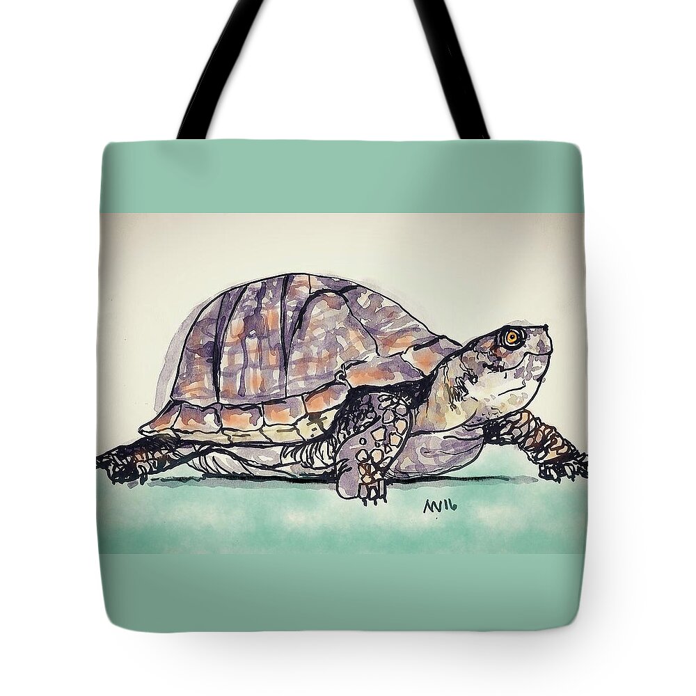 Turtle Tote Bag featuring the digital art Turtle by AnneMarie Welsh