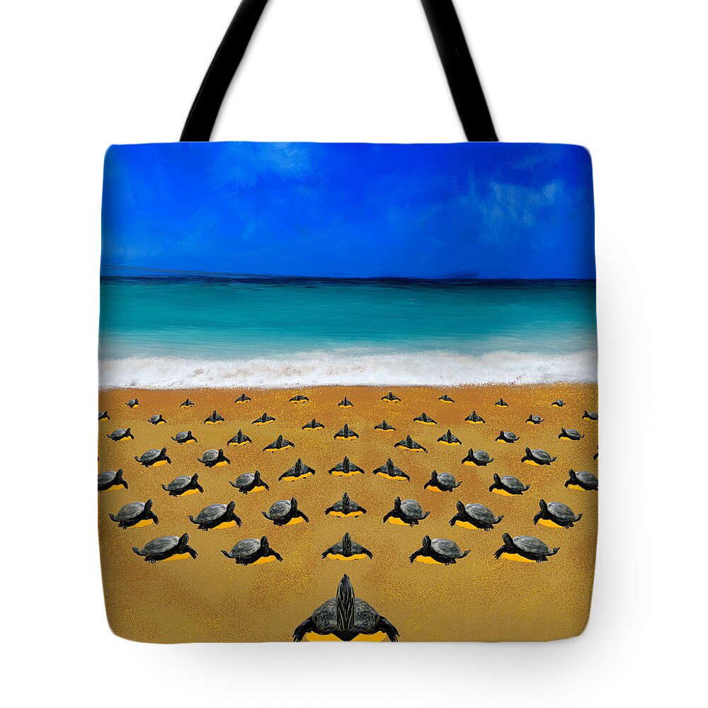 Beach Tote Bag featuring the painting Turtle Beach by Bruce Nutting