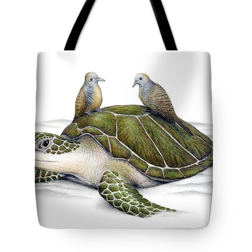 Ocean Tote Bag featuring the painting Turtle Doves by Don McMahon