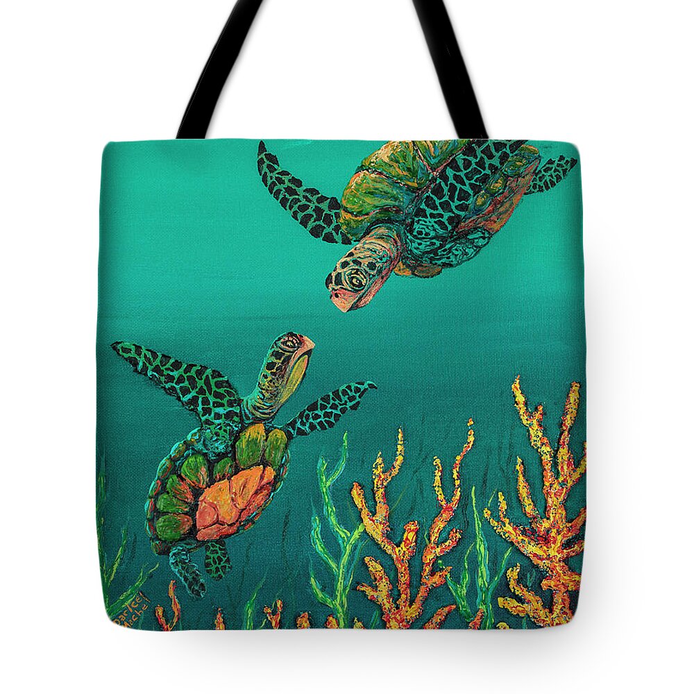 Animal Tote Bag featuring the painting Turtle Love by Darice Machel McGuire